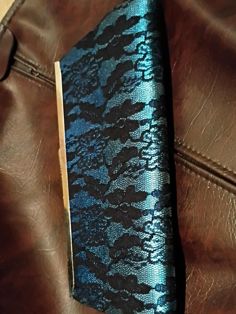 Blue Lace-Overlay Men's Clutch Wallet - Unbranded